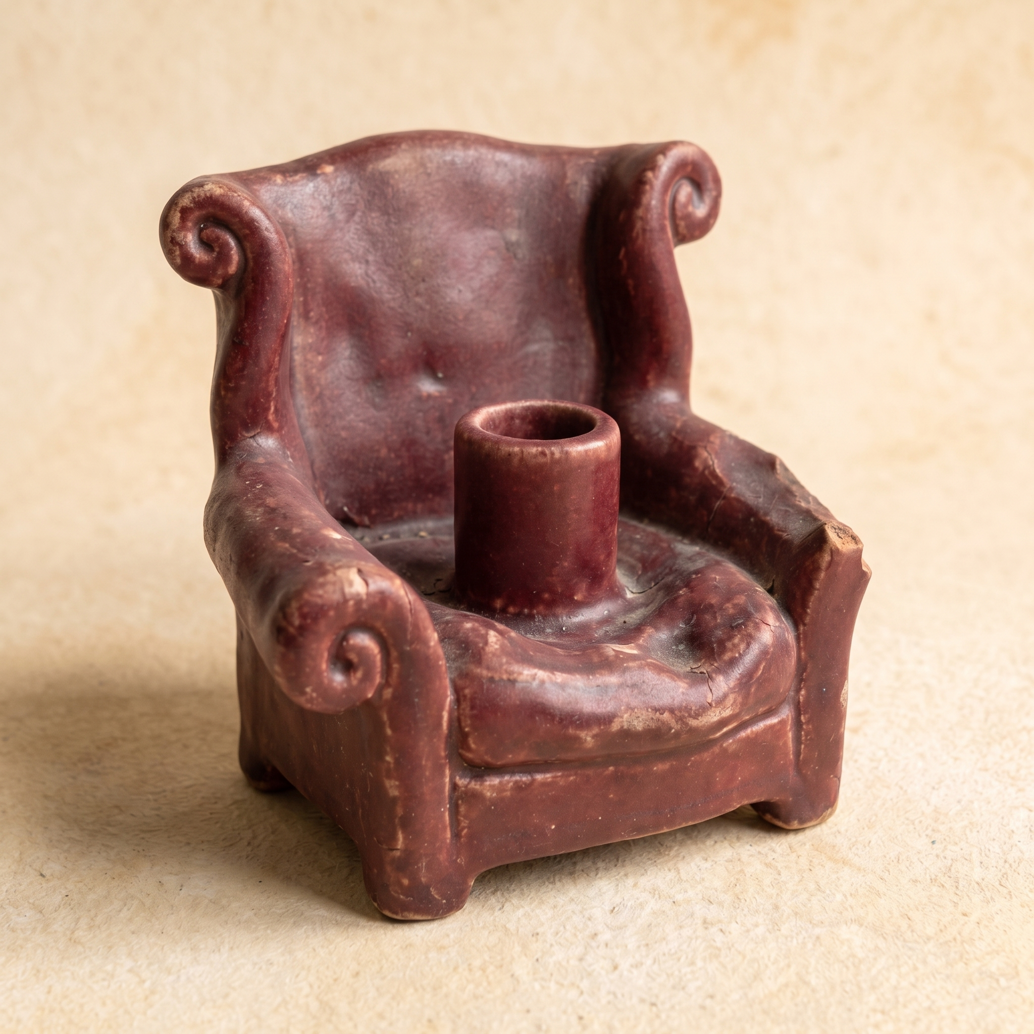 Trust Fund — oxblood leather club-chair ceramic taper holder