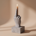 Exit Liquidity — sculptural travertine hand taper holder